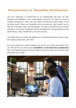 Microservices vs. Monolithic Architecture