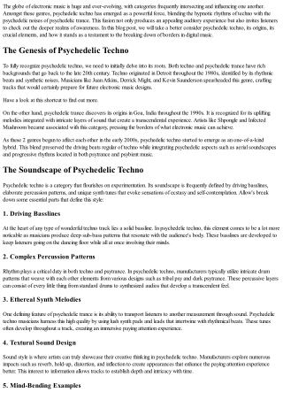 Psychedelic Techno: Resolving Barriers in Digital Music