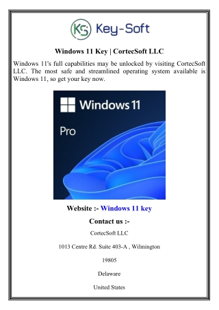 Windows 11 Key   CortecSoft LLC