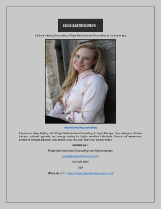 Intuitive Healing Counseling | Paige Bartholomew Counseling & Hypnotherapy
