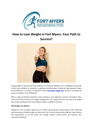 How to Loss Weight in Fort Myers Your Path to Success