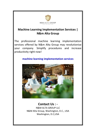 Machine Learning Implementation Services  N&m Alta Group