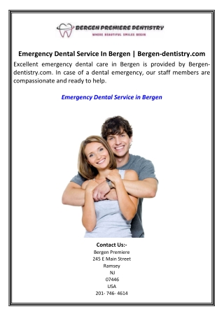 Emergency Dental Service In Bergen  Bergen-dentistry.com