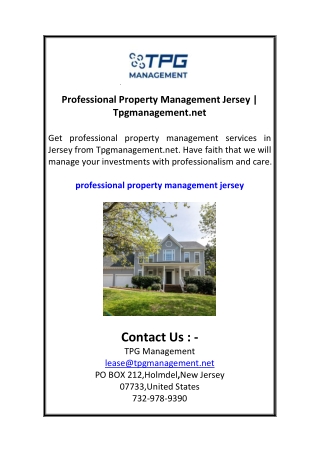 Professional Property Management Jersey Tpgmanagement.net