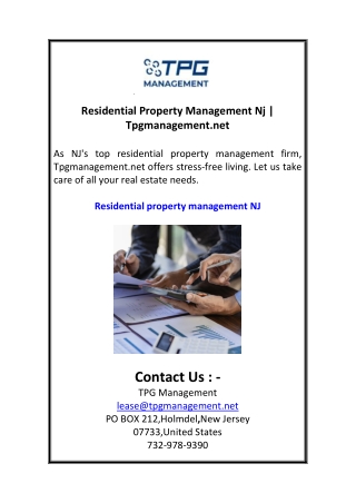 Residential Property Management Nj  Tpgmanagement.net