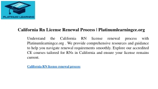 California Rn License Renewal Process  Platinumlearningce.org