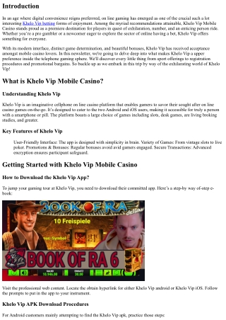 “Exploring the Thrills of Playing at Khelo Vip Mobile Casino”