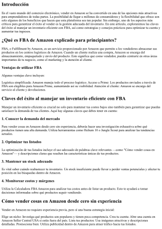 Claves del éxito al manejar un inventario eficiente con FBA