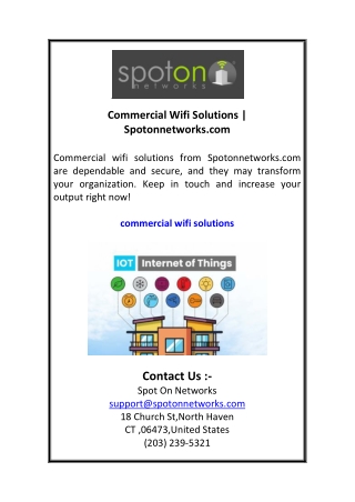 Commercial Wifi Solutions  Spotonnetworks.com