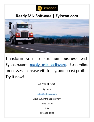 Ready Mix Software Zylocon