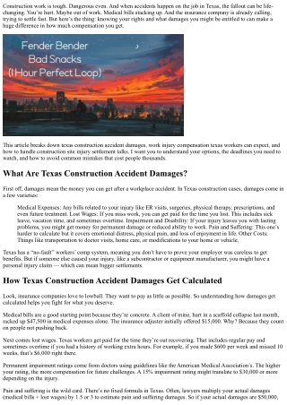 Construction Accident Damages in Texas: Worker Rights