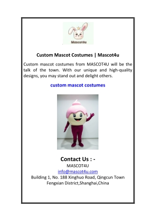 Custom Mascot Costumes  Mascot4u