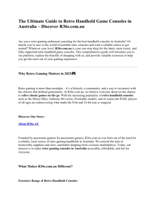 The Ultimate Guide to Retro Handheld Game Consoles in Australia