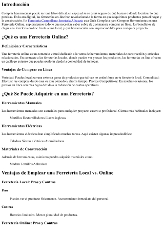 Guía Completa para Comprar Herramientas en una Ferretería En línea