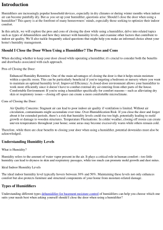Should I Close the Door When Using a Humidifier? The Pros and Cons