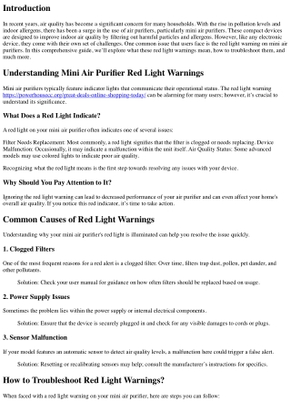 “Understanding Mini Air Purifier Red Light Warnings”