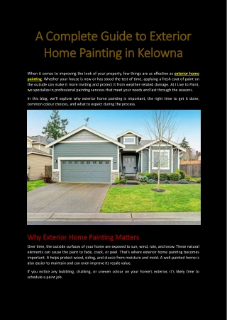 A Complete Guide to Exterior Home Painting in Kelowna