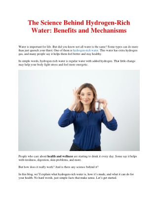 The Science Behind Hydrogen-Rich Water Benefits and Mechanisms