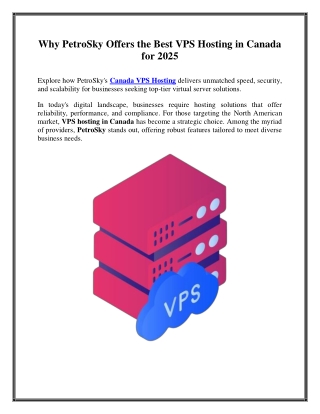 Why PetroSky Offers the Best VPS Hosting in Canada for 2025
