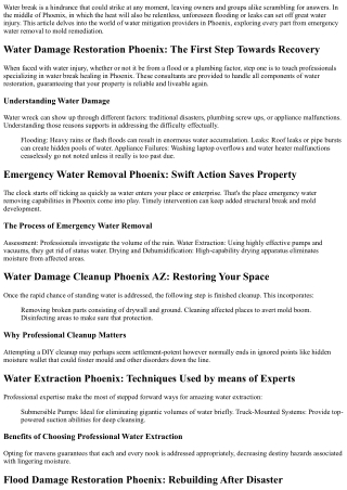 From Floods to Mold: Comprehensive Water Mitigation Services in Phoenix