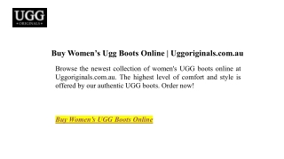 Buy Women’s Ugg Boots Online | Uggoriginals.com.au