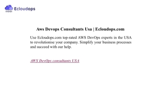 Aws Devops Consultants Usa | Ecloudops.com