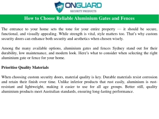 How to Choose Reliable Aluminium Gates and Fences?