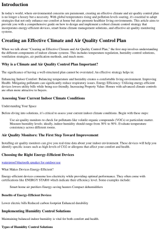 “Creating an Effective Climate and Air Quality Control Plan”