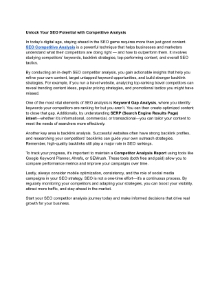 Unlock Your SEO Potential with Competitive Analysis