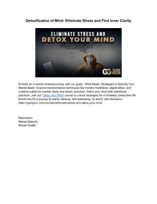 Detoxification of Mind: Eliminate Stress and Find Inner Clarity