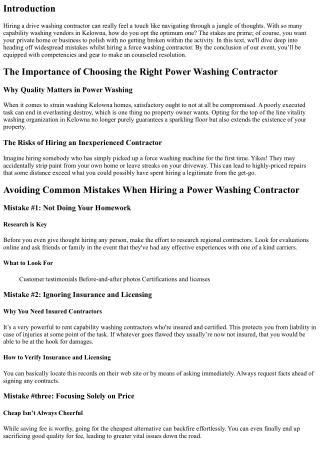Avoiding Common Mistakes When Hiring a Power Washing Contractor
