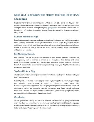 Keep Your Pug Healthy and Happy Top Food Picks for All Life Stages
