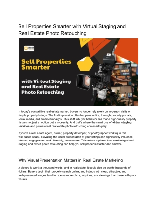 Sell Properties Smarter with Virtual Staging and Real Estate Photo Retouching