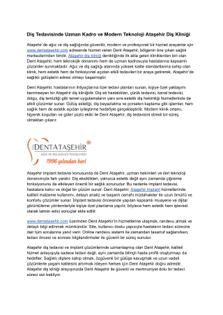 Diş Tedavisinde Uzman Kadro ve Modern Teknoloji Ataşehir Diş Kliniği