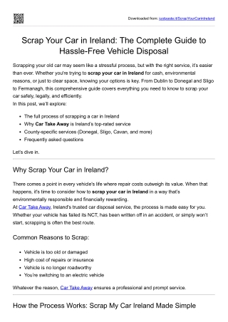 Scrap Your Car in Ireland: The Complete Guide to Hassle-Free Vehicle Disposal