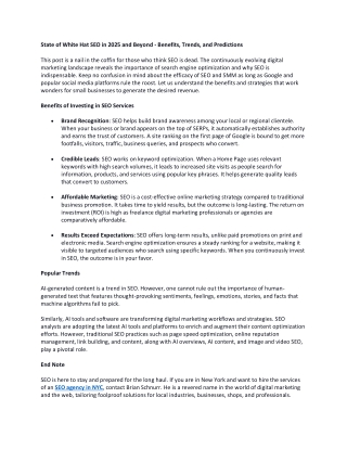 State of White Hat SEO in 2025 and Beyond - Benefits, Trends, and Predictions