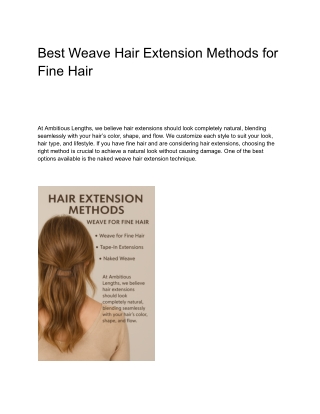Best Weave Hair Extension Methods for Fine Hair
