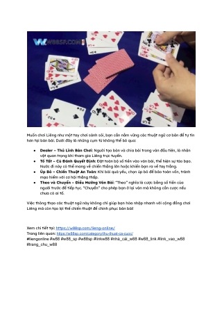 Liêng Online_ Thuật Ngữ Dealer, Tố Tất Hấp Dẫn Trên W88 SP