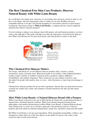 The Best Chemical-Free Skin Care Products_ Discover Natural Beauty with White Lotus Beauty