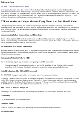 CPR on Newborns: Special Techniques Every Moms And Dad Should Know