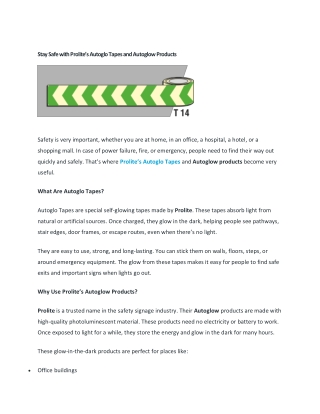 Stay Safe with Prolite’s Autoglo Tapes and Autoglow Products