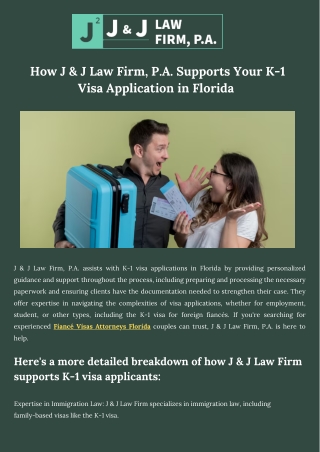 How J & J Law Firm, P.A. Supports Your K-1 Visa Application in Florida