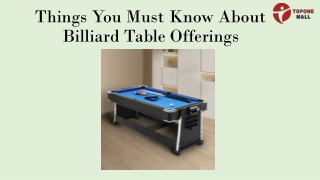Things You Must Know About Billiard Table Offerings