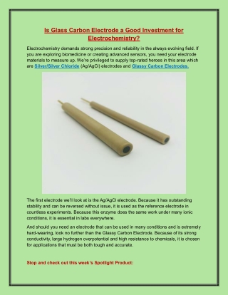 Is Glass Carbon Electrode a Good Investment for Electrochemistry?
