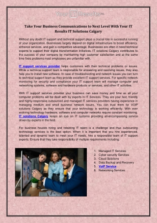 Take Your Business Communications to Next Level With Your IT Results IT Solution