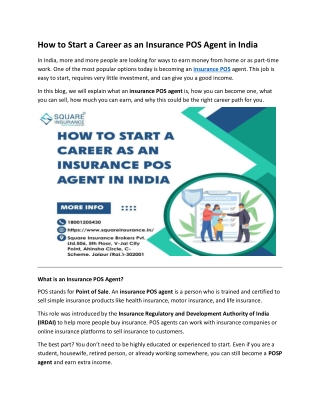 How to Start a Career as an Insurance POS Agent in India