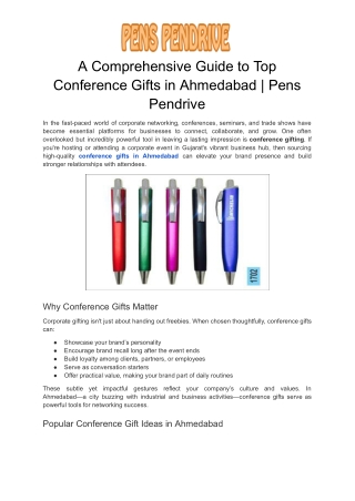 A Comprehensive Guide to Top Conference Gifts in Ahmedabad | Pens Pendrive