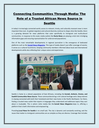 Connecting Communities Through Media The Role of a Trusted African News Source in Seattle