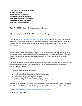 International school near uppal