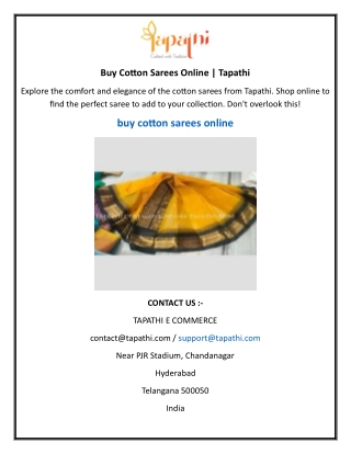 Buy Cotton Sarees Online  Tapathi